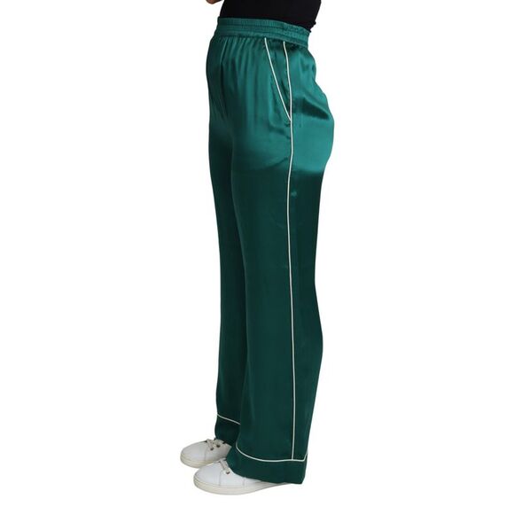 Dolce & Gabbana Dolce Gabbana Silk Satin Trousers Emerald Green Women Green - Picture 2 of 3